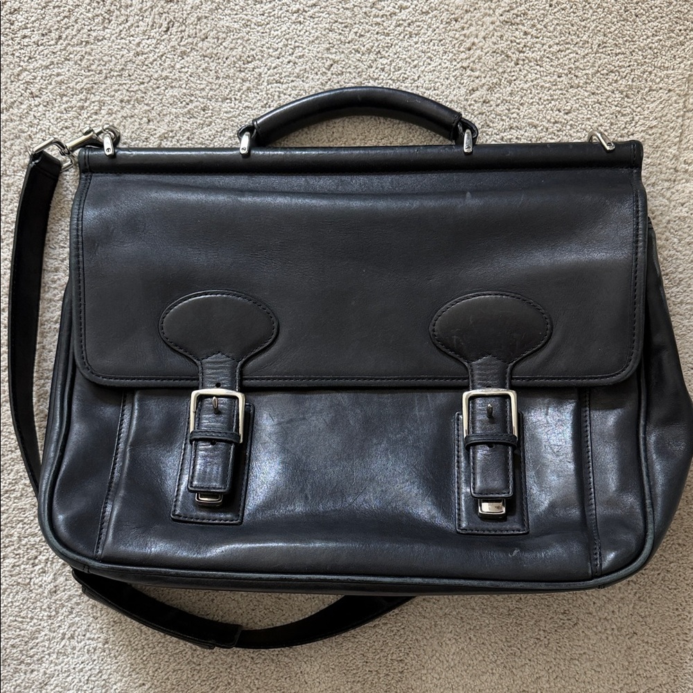 Coach Men's Black Leather Briefcase Messenger Bag